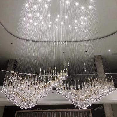 China Modern Luxury Art Pendant Rhinestone Earring Raindrop Modern Led Glass Lighting Chandelier Light for sale