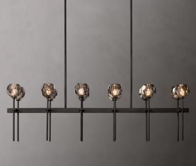 China Modern Light Smoke 12 Double Linear Crystal Chandelier In Lacquered Polished Brass for sale