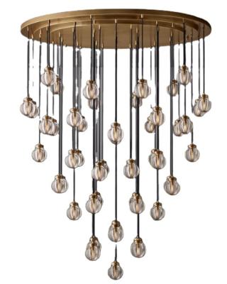 China Modern Glass Drop Chandelier Long Living Room Staircase Chandeliers Bead Round Chandelier 48