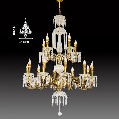 China Best traditional design luxury antique brass chandelier with crystals for Hall for sale