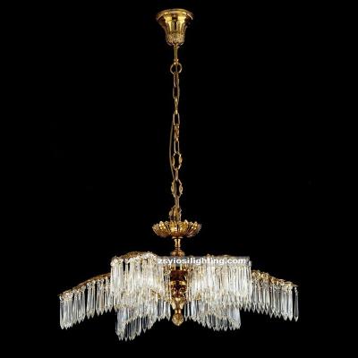 China Luxury Brass Chandelier Crystal Brass Hanging Chandelier Best Traditional Design for sale