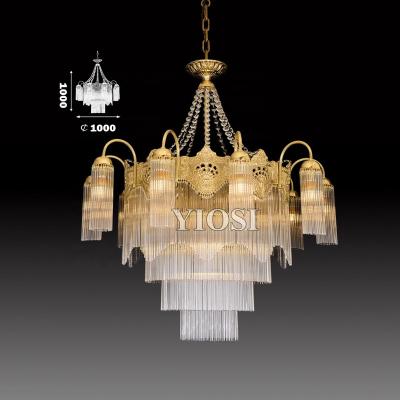 China Traditional Luxury Brass Chandelier Crystal Golden Antique Brass Chandelier for sale