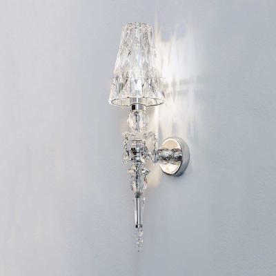 China Bathroom Crystal Shade Clear Teak Wall Light Outdoor Mounted Candle Holder for sale