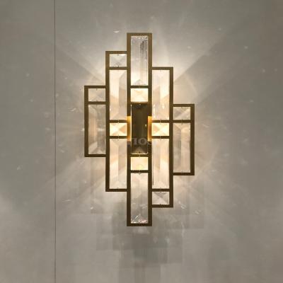 China Contemporary Contemporary Crystal Glass Wall Lamp Clear Metal Frame for sale