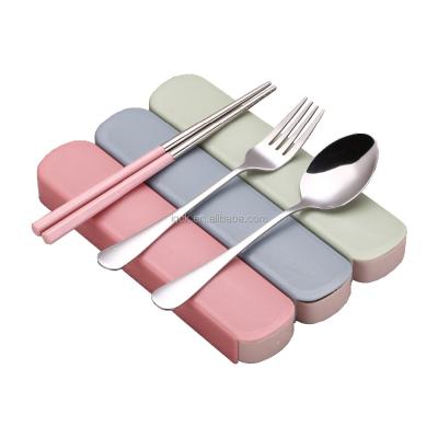 China Sustainable Promotion Gift 3 Pcs Portable Stainless Steel Cutlery Set for sale