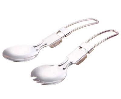 China Viable Manufacturers Wholesale Folding Portable Folding Spoon and Fork Outdoor Stainless Steel Spoon Tableware for sale