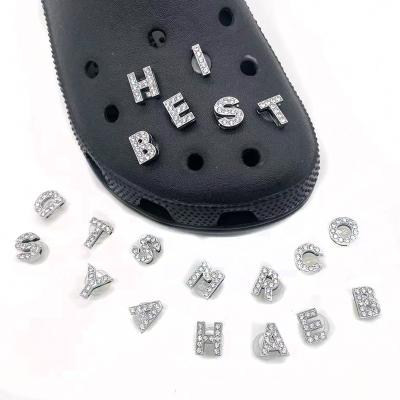 China Different Croc Clog Alloy Diamond Alphabets Numbers Shoe Charms Croc Clog Sandals Decoration for Girls Women Gifts Birthday for sale