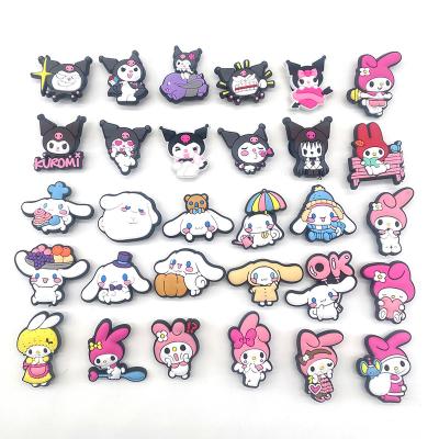 China Choke Charm New Arrival Anime Cartoon Sanrio Kuromi Designer Croc Shoe Charms For Kids Soft PVC Choke Button for sale