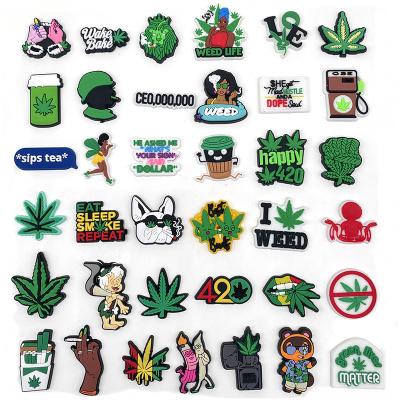 China Clog Charm Weed HOT 420 Croc Shoe Charms PVC Shoe Decoration For Croc Jibz Kids Party Christmas Gifts for sale