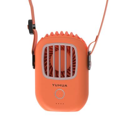 China 2022 Mini Portable Pocket USB Rechargeable Neck Fan Power Bank Flashlight Rechargeable Handheld Hanging Neck Fan for sale