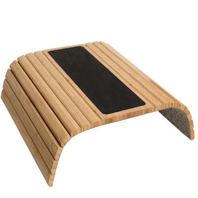 China Sofa Armrest Tray Clip Table / Mountainous Bamboo Wooden Bed Sofa Arm Tray With EVA Base for sale