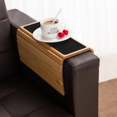 China Mountainous Bamboo Wood Sofa Table Coaster Sofa Tray Armrest Table TV Tray Sofa Arm Protectors for sale