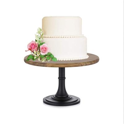 China Sustainable Wooden Cake Stand Handcrafted Wooden Cake Pedestal Display Table For Presenting Cakes Pastries Desserts for sale