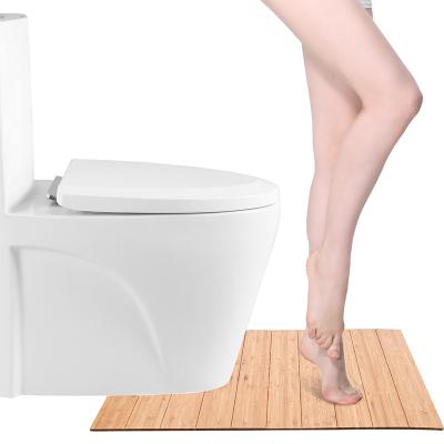 China Sustainable Bathroom Bamboo Wood Floor Mats Natural Non-Slip Carpet Toilet Mat Thickly for sale