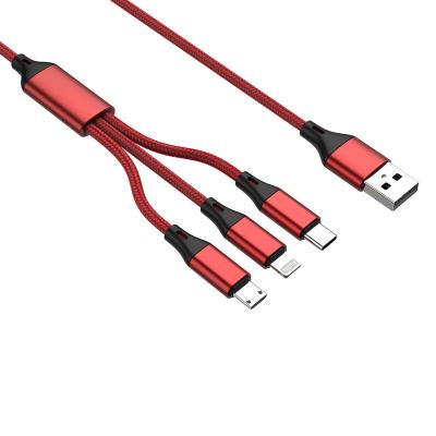 China Universal Full Compatible MP3/MP4 Player For OPPO VOOC 6A 1.2M Aluminum Alloy 3 in 1 Fast Charging Data Cable For Samsung Huawei for sale