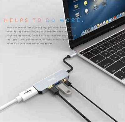 China COMPUTER 4 in 1 Type C to HDMI 4K Hub with 2 USB 3.0 and USB C Multiport PD Charging Port Adapter for MacBook Pro 2016 2017 for sale