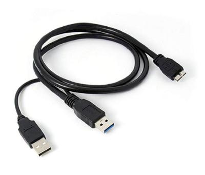 China HDD and Computers KUYIA USB 3.0 A Male To Micro USB 3 Y Cable With Extra USB Power For Mobile HDD Hard Drive Black for sale