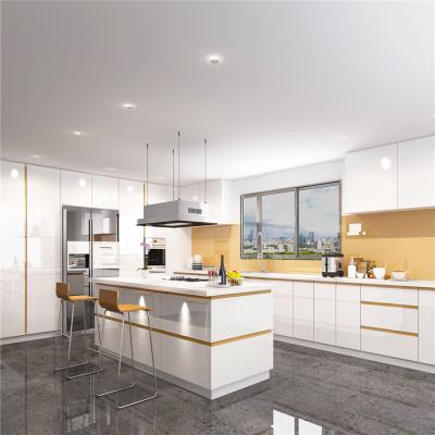 China Modern Lacquer 3D Kitchen Design White Kitchen 3D Custom Kitchen Design for sale