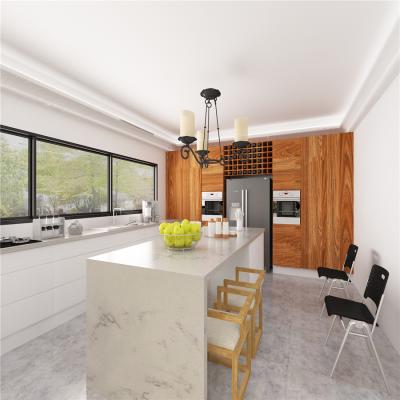 China Modern 3D Freestanding Kitchen Design I Shaped Cabinets And Pantry Organizers Kitchen With Long Island for sale