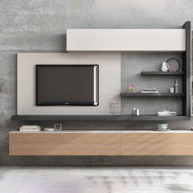 China (Size) Adjustable Home Furniture Living Room TV Cabinet Wood Melamine TV Cabinet Designs Modern Style for sale