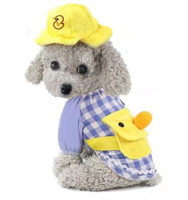 China Viable Hot Selling Small Dog Fashion Duck Shape Pet Clothes New Plaid Dog Coat for sale