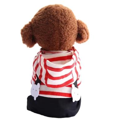 China Sustainable Dog Clothes Wooden Buckle Bear Stripe Hat Belt Pants Quadruped Pet Clothing Spring New And Summer Pet Supplies for sale