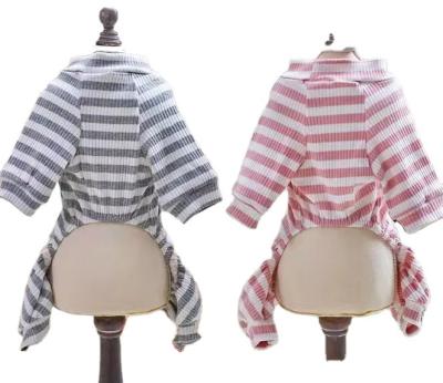 China Cotton Viable Dog Clothes Daily Dog Striped Jumper Puppy Casual Romper Clothes for sale