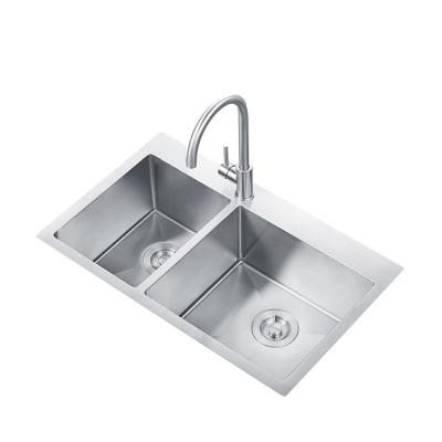 China Hot Selling 304 Stainless Steel Handmade Kitchen Sink Double Faucet Without Bowl Kitchen Sink for sale