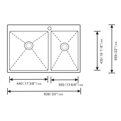 China Without Faucet New Model Customized Prices Top Mount Bowl Stainless Steel Sink for sale