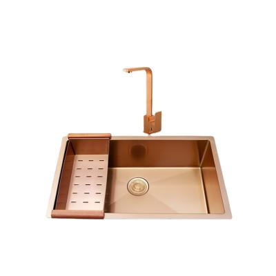 China Without Faucet China Factory Price Kitchen Sink 304 Single Handmade Under Mount Pull Down Non Stagnant Water Sink For Kitchen for sale