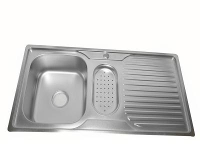 China Without Faucet Double Bowl Stainless Steel Kitchen Sink With Drainer for sale