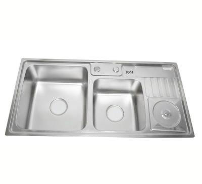 China Without Faucet Multifunctional Double Bowl Stainless Steel Kitchen Sink for sale