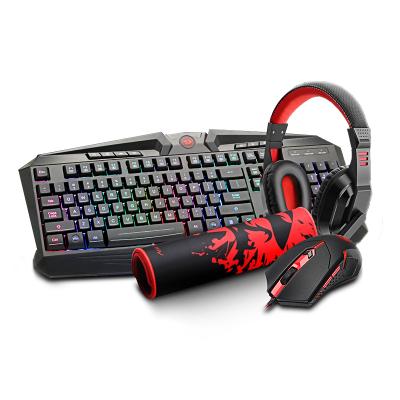 China Popular Red Dragon S101-BA RGB Backit Ergonomic Gaming Keyboard Mouse Office Headset Combo With Mouse Pad for sale