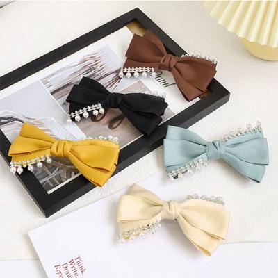 China Fashionable Soft Temperament Girl Spring Clip Bow Platypus Clip Hairpin Hair Accessories for sale