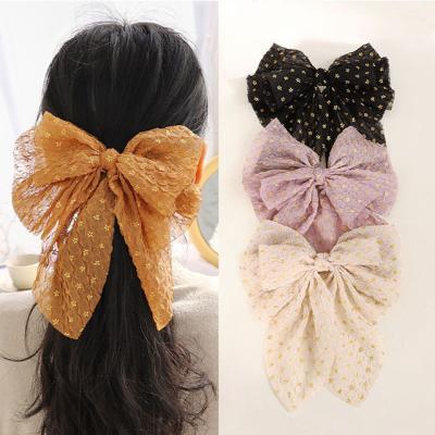 China Fashionable soft and beautiful spring clip ponytail clip hairpin bow hairpin chiffon printing for sale