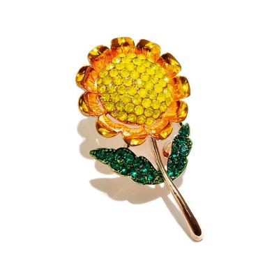 China Simple Fashion Cartoon Drip Enamel Alloy Sunflower Brooch Pin For Women for sale