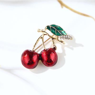 China Fashionable Korean version of simple cartoon painted Cherry Unisex All-Match Brooch for sale