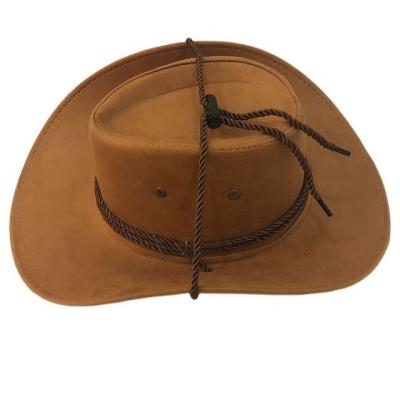 China New Sun Hat Male Trucker Hat Western Striped Leather Velvet Cowboy Fashion Riding Hat for sale