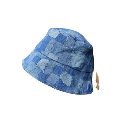 China 2021 New Fashion Luxury Dobby Denim Contrast Plaid Fisherman Hat Camouflage Sun Hat For Men And Women for sale