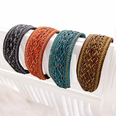 China Weave Circle Wide Brim Hairpin Style Fashion Ethnic Straw Braided Head Ladies Outing Headdress for sale