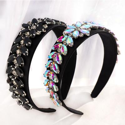 China 2021 Fashionable Headband Colorful Diamond Bejeweled Black Bling Rhinestones for sale