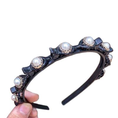 China 2021 New Trendy FashionPlastic Ladies Hair Band Hair Accessories Beads Headband Rhinestone Headband for sale