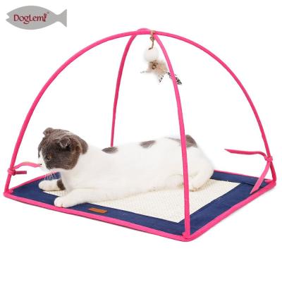 China Cat Play Station Tent Kitten Viable Cat Activity Center Scratching Mat with Hanging Toys for sale