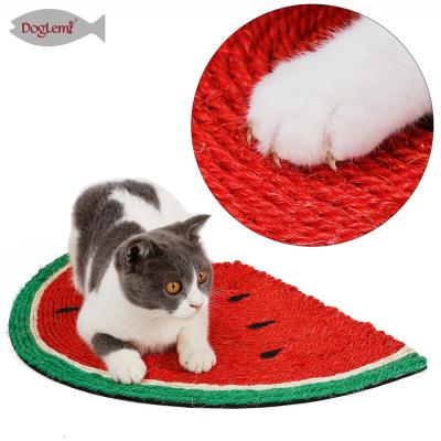 China Watermelon Viable Design Cat Scat Scratch Mat Hand Crafted Nature Sisal Cat Pad for sale