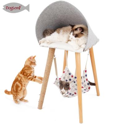 China Nature Viable Cat Hammock Bed Pet Scratching Wooden Toys Cat Activity Tree for sale