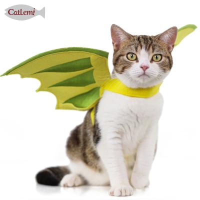 China Eco Friendly Sustainable Adjustable Pet Halloween Costume Wings, Dinosaur Wings Felt Luminous Cute Cat Costume Pet for sale