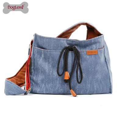 China Retro Viable Denim Pet Handbag Dog Cat Puppy Carrier Travel Tote Shoulder Bag Dog Sling Bag for sale