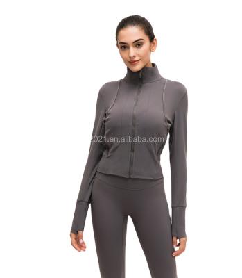 China 2021 Logo Women Sportswear Thin Quick Dry Fitness Breathable Gym Custom Yoga Zipper Running Jacket For Sale for sale