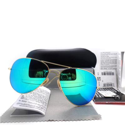 China Fashion Sunglasses Ray Band Sunglasses Luxury Aviation Sun Glasses Brand Designer Glass Lens Men Women Fashion Alloy Frame Sunglasses With Box for sale