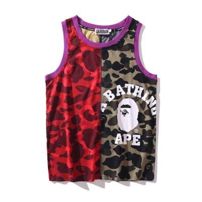 China 2022 High Quality Anti-wrinkle Mens Casual Vest Bape Colorblock Camouflage Monkey Printing Loose Casual Vest Waistcoat for sale